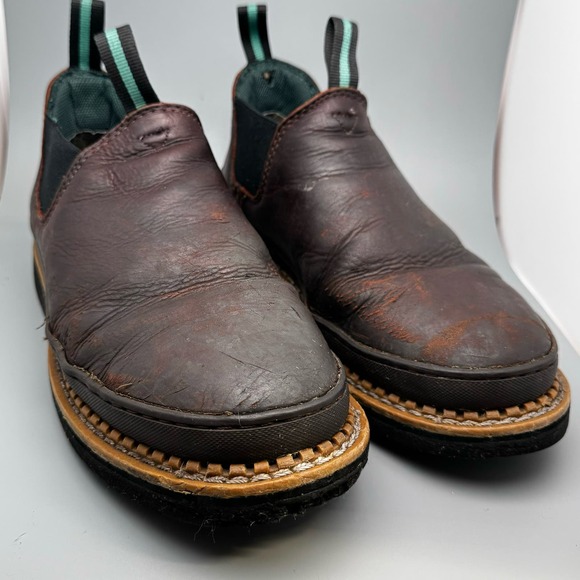 Georgia Giant Romeo Brown Leather Slip On Ankle Boots Mens Size 9W - Picture 1 of 12
